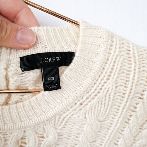J. Crew 100% Wool Cream Pockets Fisherman Sweater XXS - Picture 9 of 9